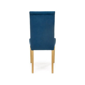 Scaun albastru cu picioare din stejar, ideal pentru dining – primabucata