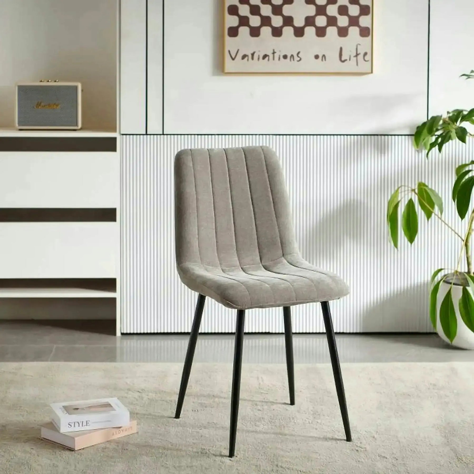 Scaun JET, stofă clasică/metal, grej/negru, 44×54×88 cm