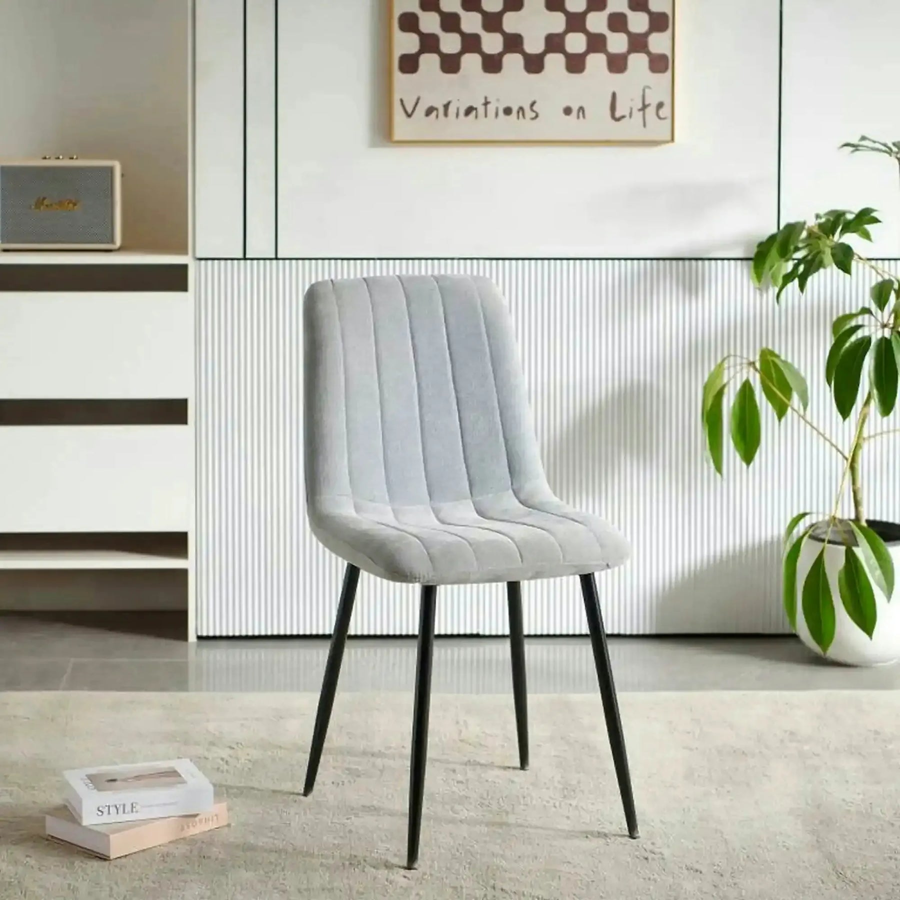 Scaun JET, stofă clasică/metal, gri deschis/negru, 44×54×88 cm
