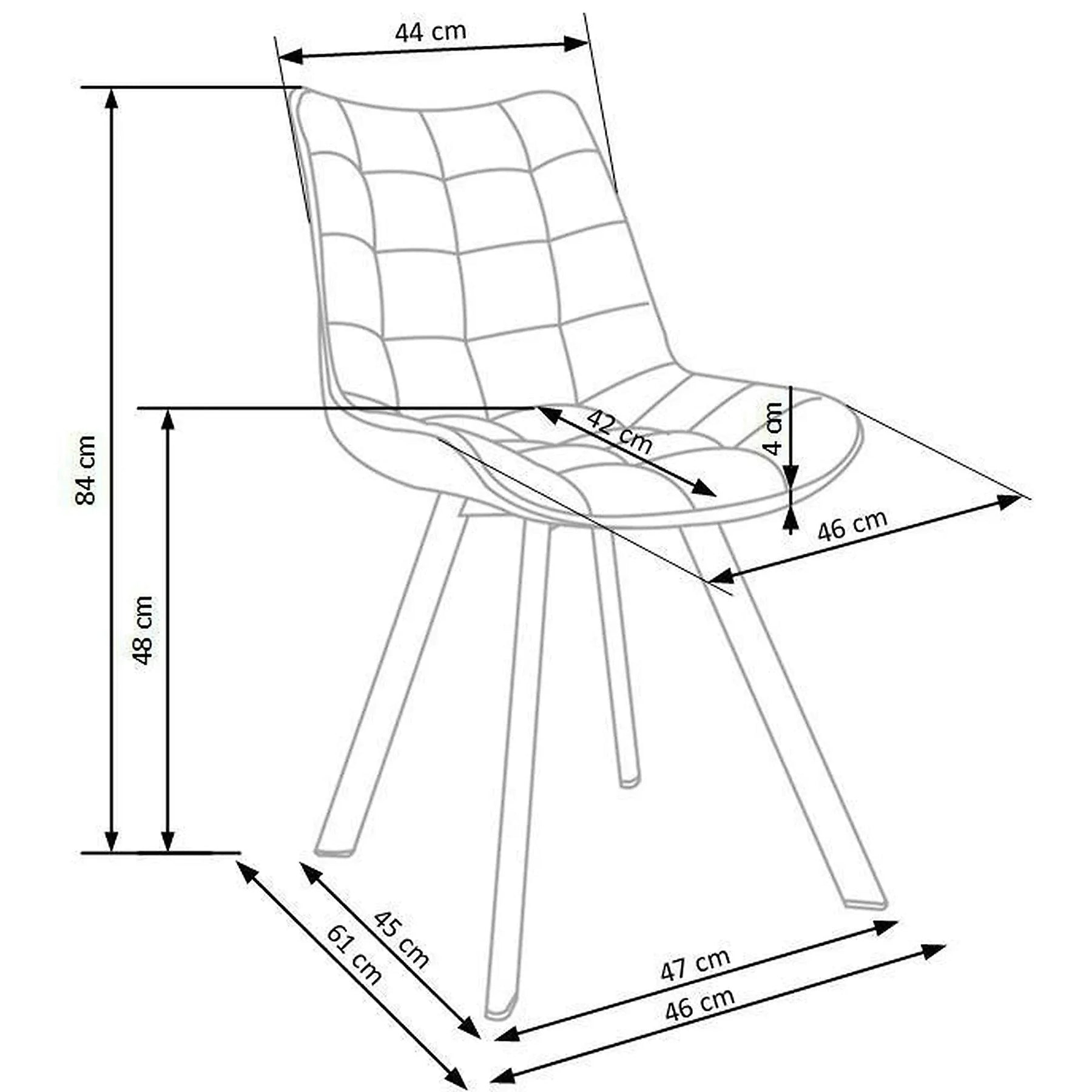 Scaun K332, maro/negru, stofa catifelata/metal, 46x61x84 cm