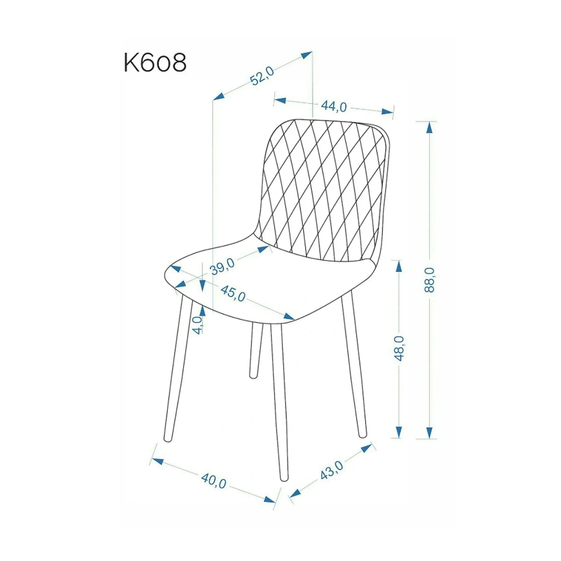 Scaun K608, negru, stofa catifelata/metal, 45x52x88 cm