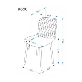 Scaun K608, negru, stofa catifelata/metal, 45x52x88 cm