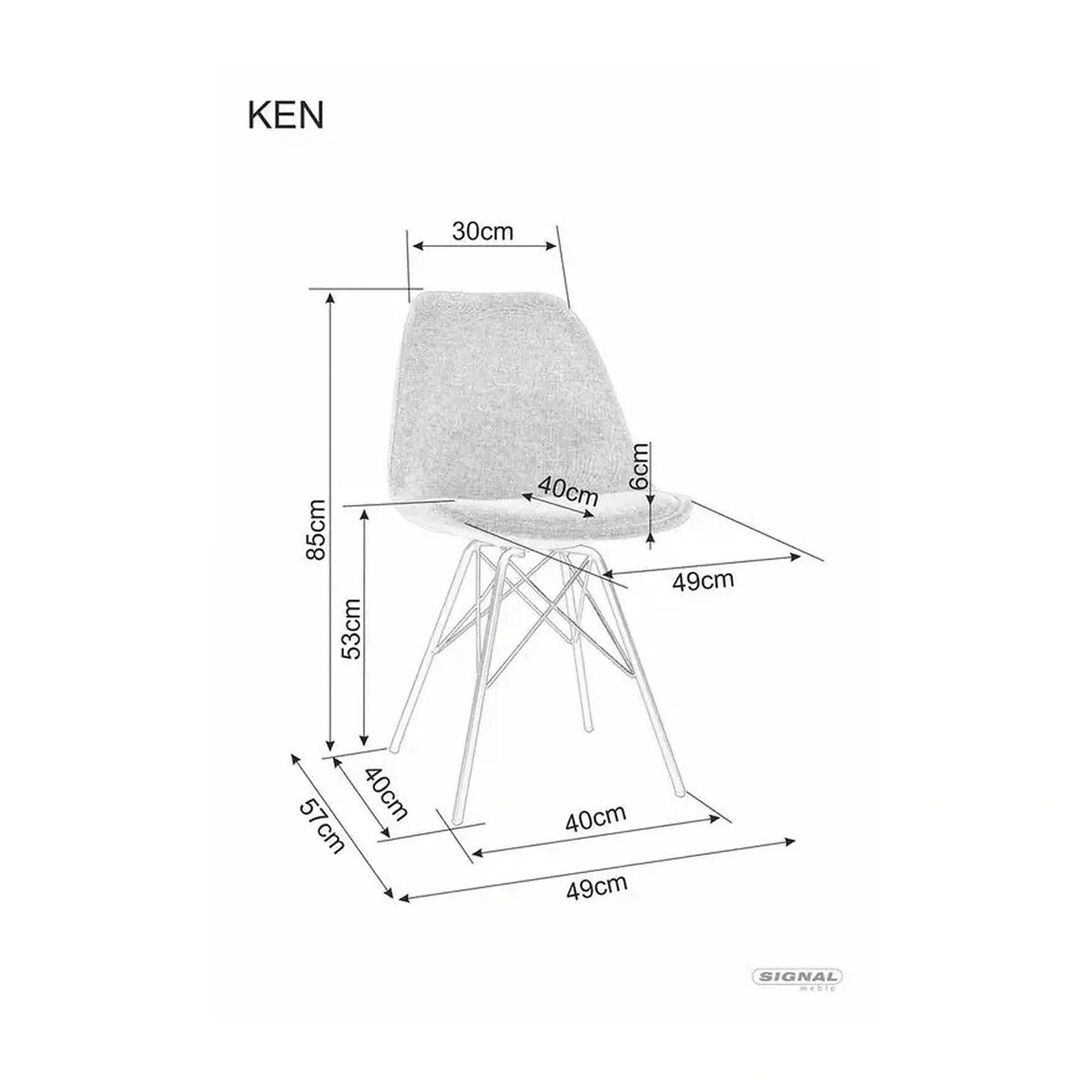 Scaun KEN, stofă clasică/metal, bej - Brego 34/negru mat, 49×40×85 cm