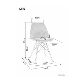 Scaun KEN, stofă clasică/metal, bej - Brego 34/negru mat, 49×40×85 cm