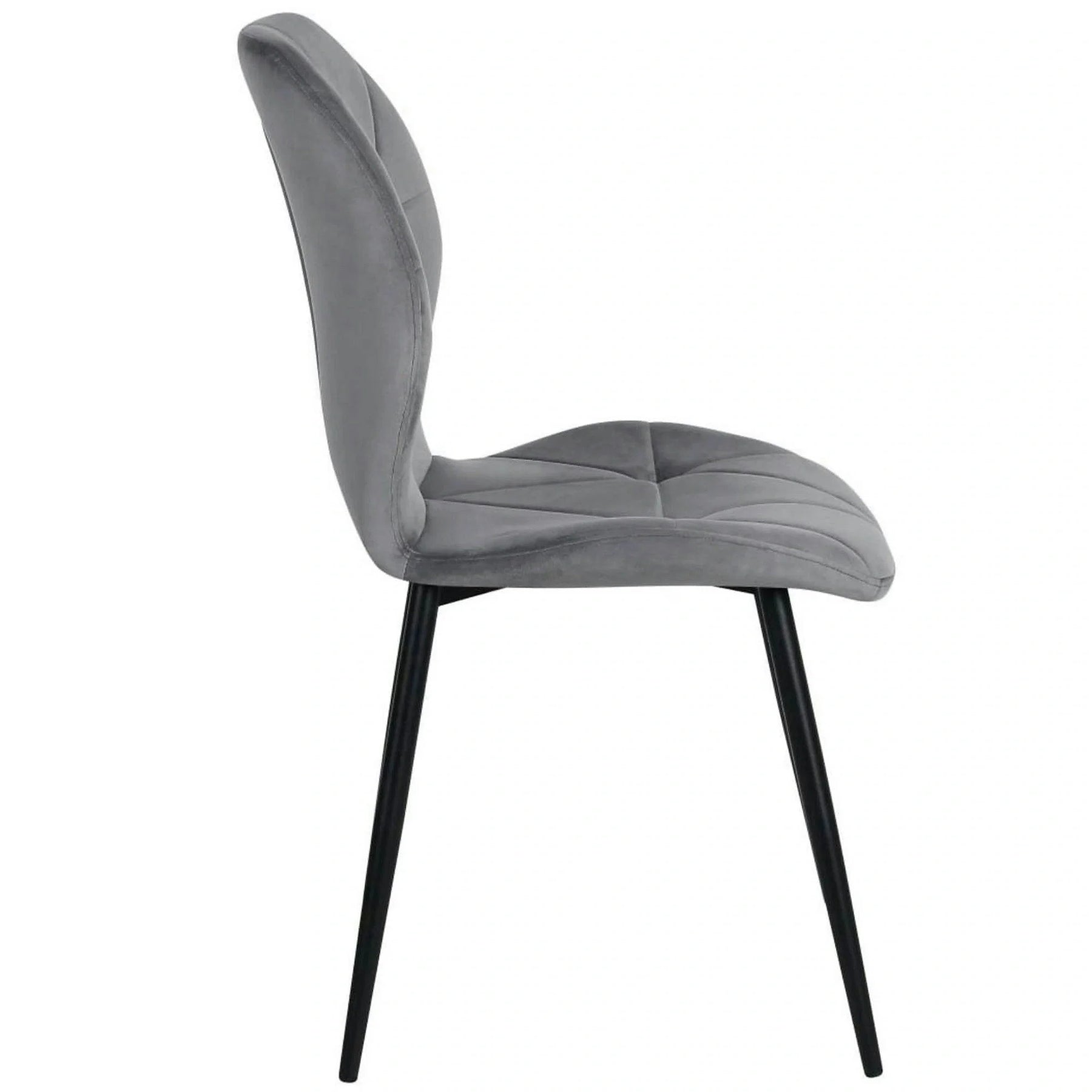Scaun KEN, stofă catifelata/metal, gri deschis/negru, 47×55×87 cm