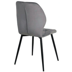 Scaun KEN, stofă catifelata/metal, gri deschis/negru, 47×55×87 cm