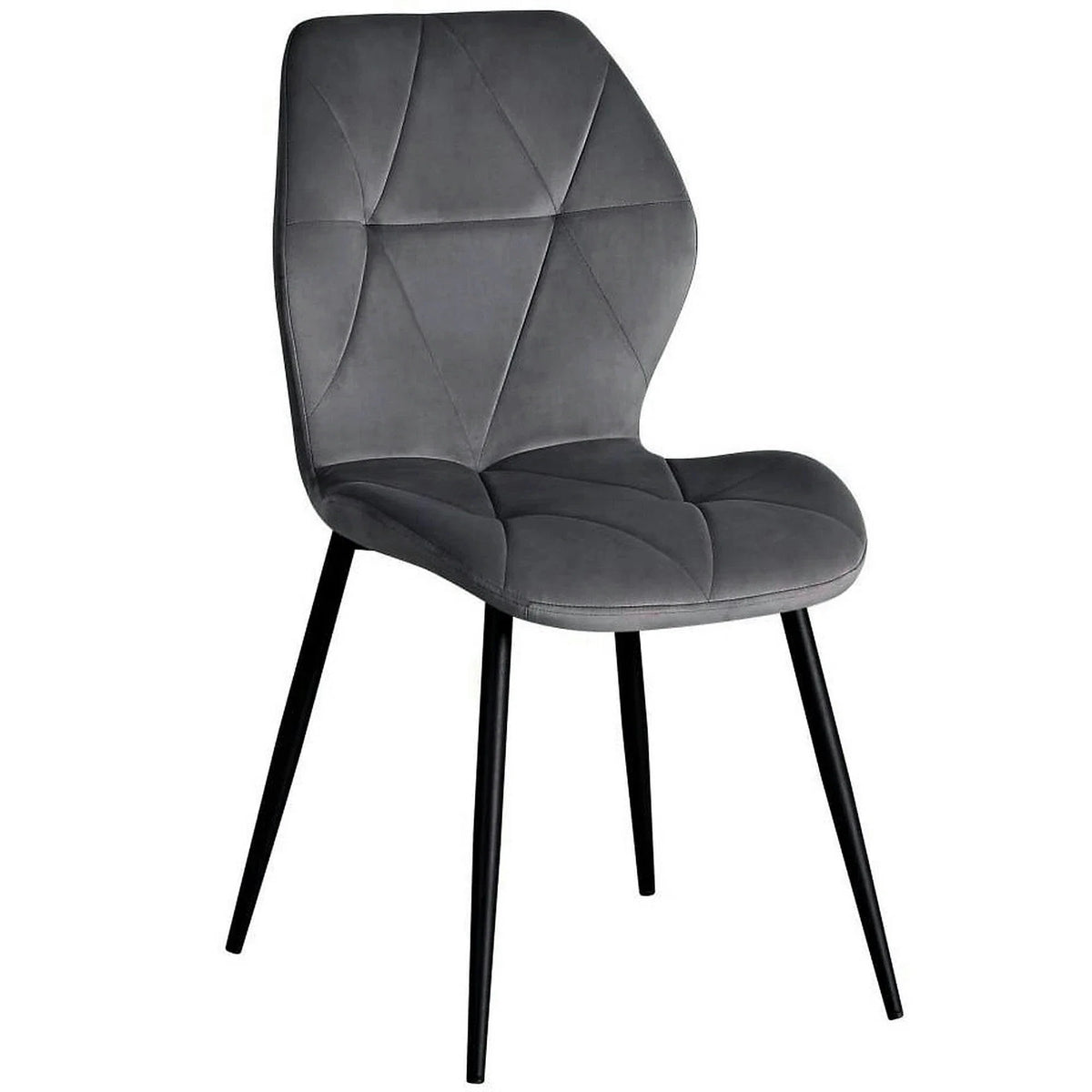 Scaun KEN, gri inchis/negru, stofa catifelata/metal, 47x55x87 cm