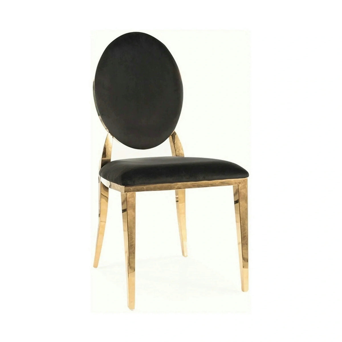 Scaun KING, negru/auriu, stofa catifelata/metal, 47x43x95 cm