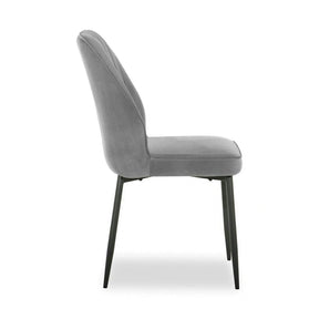 Scaun LEX, stofă catifelata/metal, gri deschis/negru, 47×60×89 cm