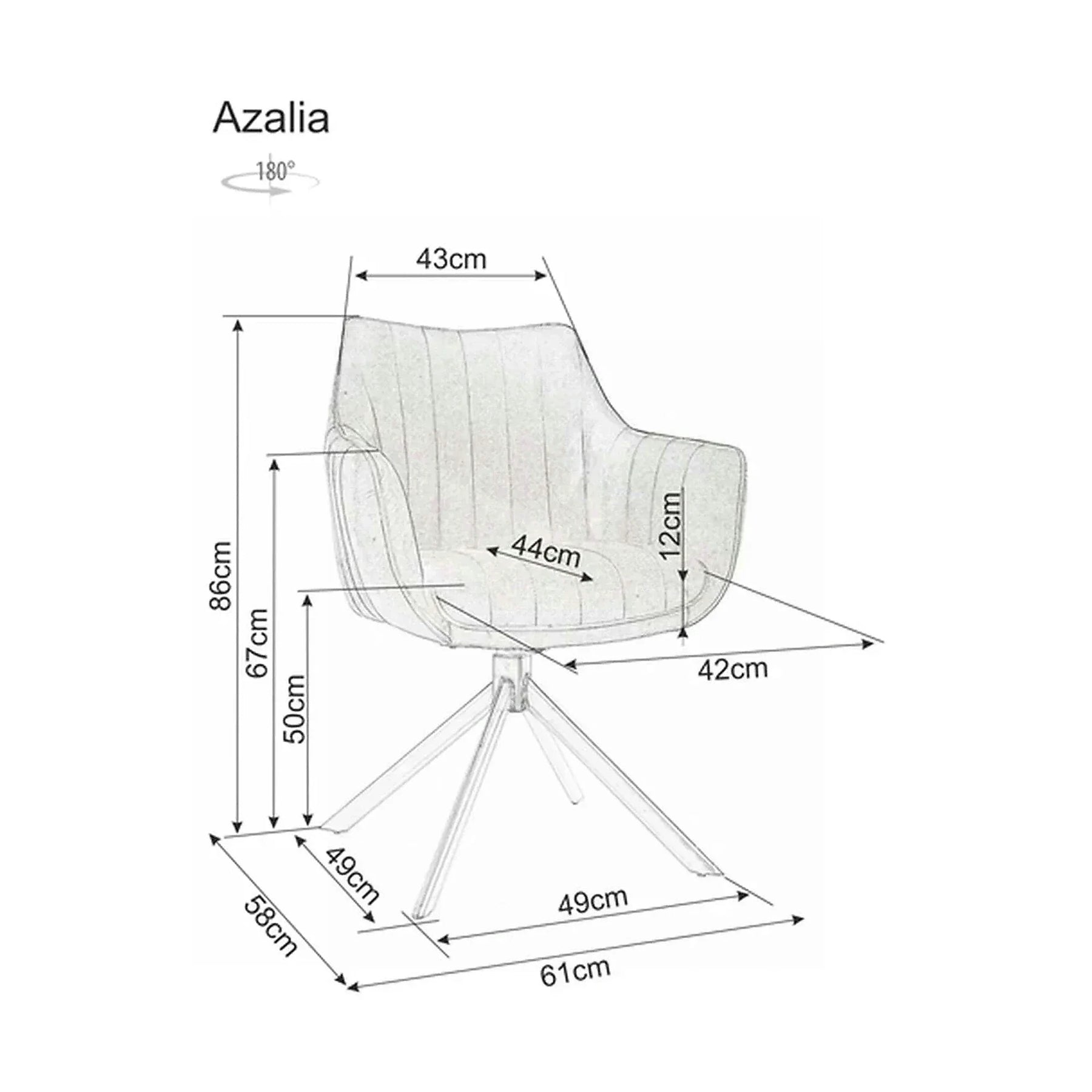 Scaun living rotativ AZALIA, stofă clasică/metal, bej - Brego 31/negru, 61×44×86 cm