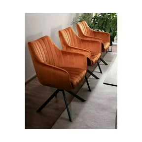 Scaun living rotativ AZALIA, stofă catifelata/metal, caramiziu/negru, 61×44×86 cm