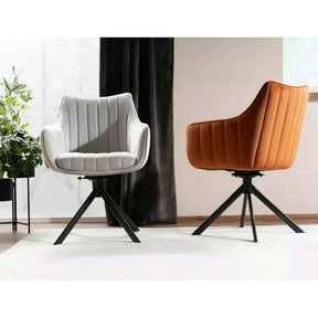 Scaun living rotativ AZALIA, stofă catifelata/metal, caramiziu/negru, 61×44×86 cm