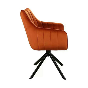 Scaun living rotativ AZALIA, stofă catifelata/metal, caramiziu/negru, 61×44×86 cm