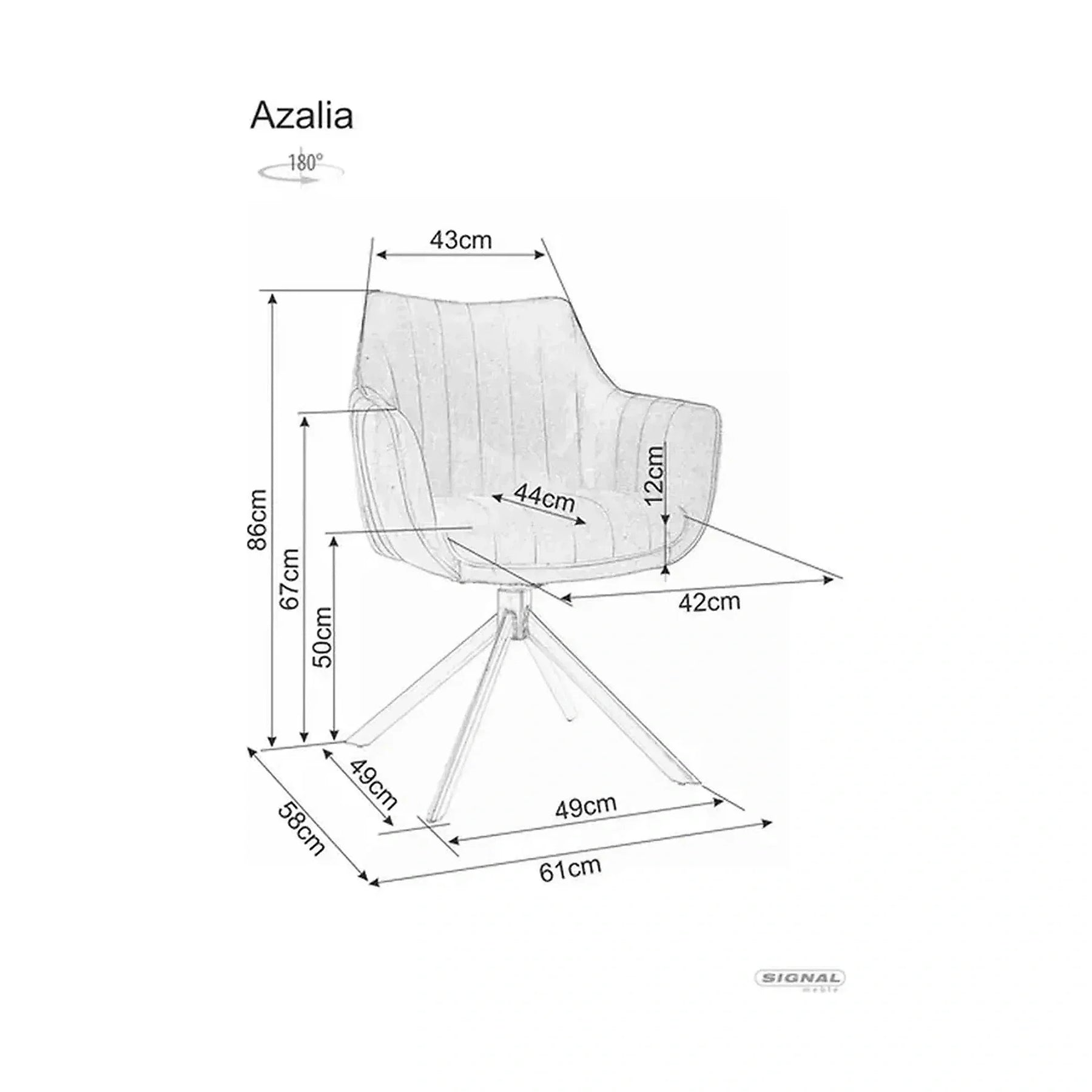 Scaun living rotativ AZALIA, stofă catifelata/metal, caramiziu/negru, 61×44×86 cm