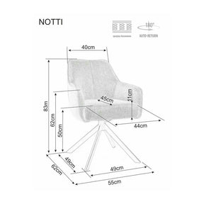 Scaun NOTTI, maro/negru, stofă/metal, 55x45x83 cm