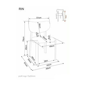 Scaun RIN D, bej deschis/nuc, stofă/metal, 51x50x79 cm