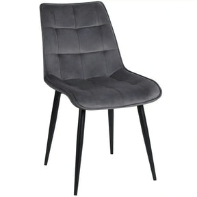 Scaun RON, gri inchis/negru, stofa catifelata/metal, 48x62x87 cm
