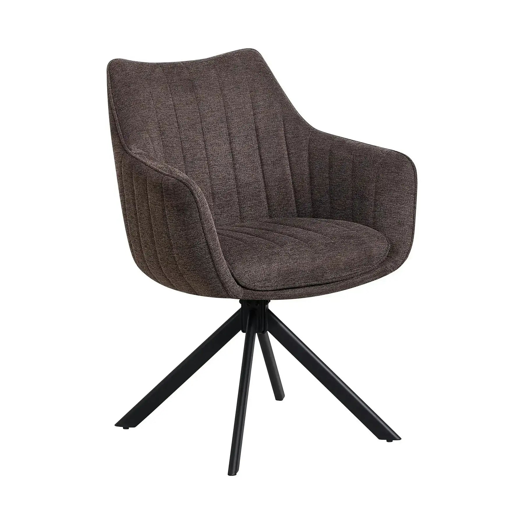 Scaun rotativ ASTON, maro/negru, stofa/metal, 61x44x86 cm
