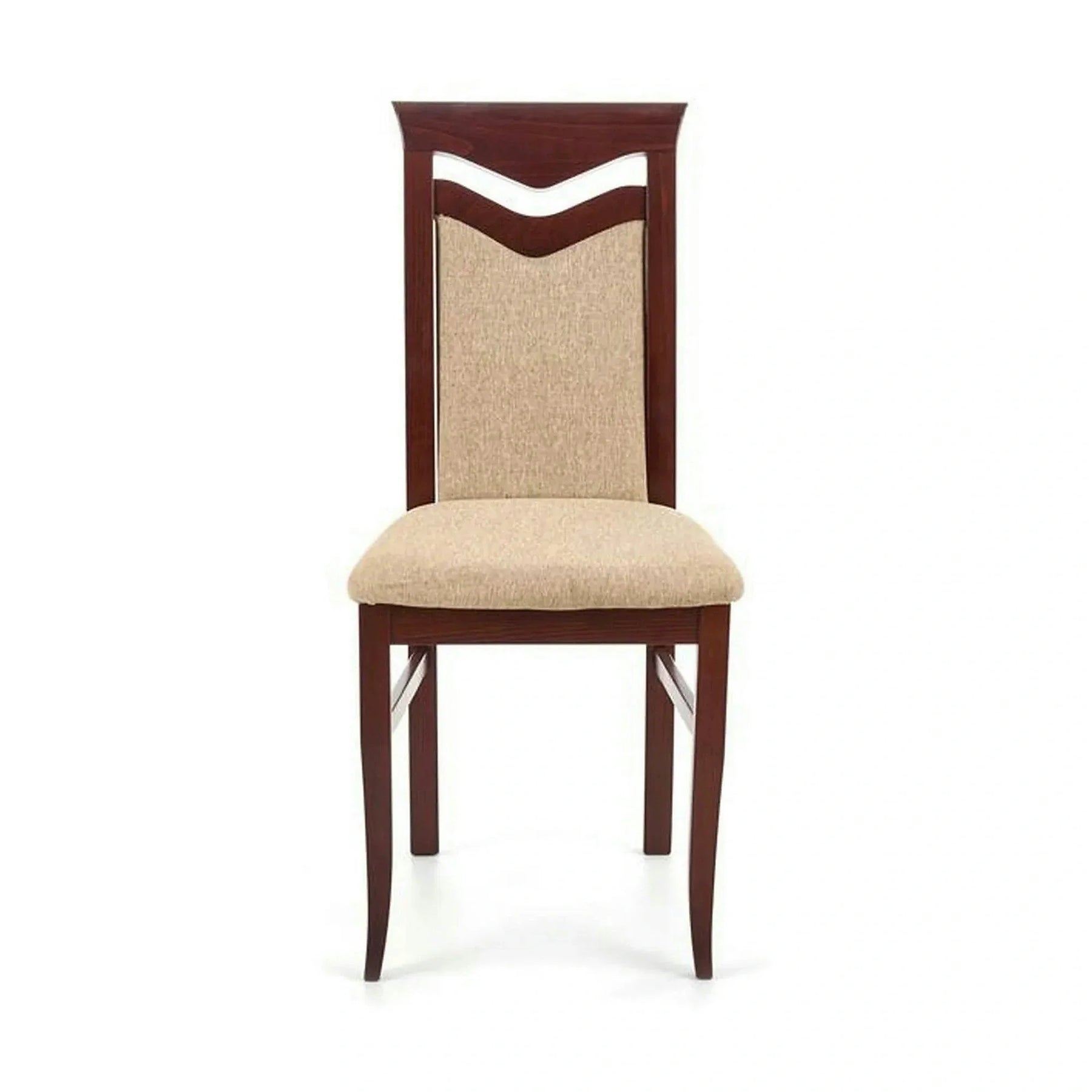 Scaun tapitat CITRONE, stofă clasică/lemn de fag, bej/nuc, 44×43×96 cm