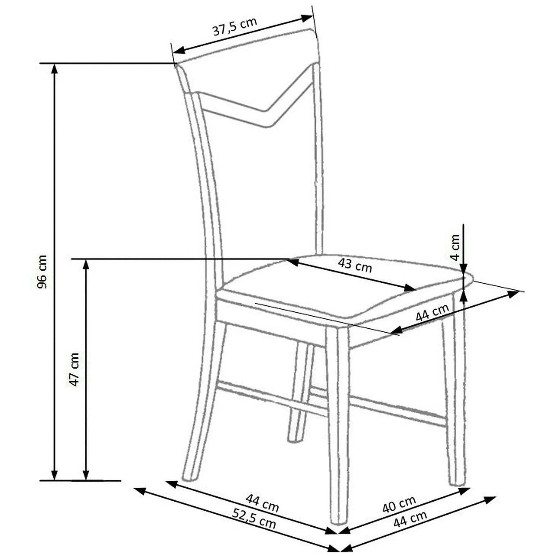 Scaun tapitat CITRONE, stofă clasică/lemn de fag, bej/nuc, 44×43×96 cm
