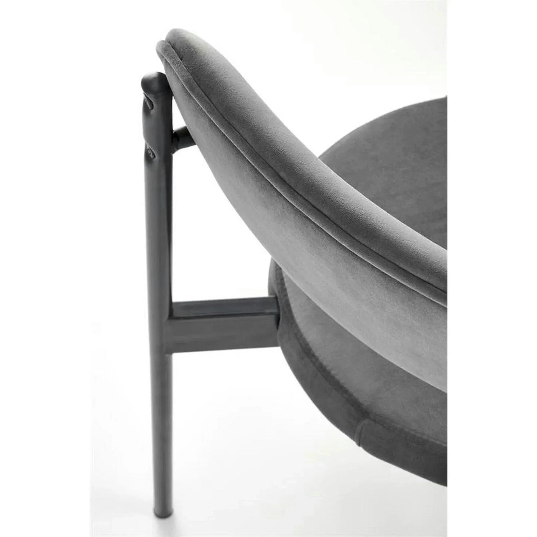 Scaun tapitat K509, stofă catifelata/otel, gri/negru, 42×48×80 cm