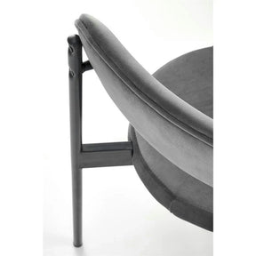 Scaun tapitat K509, stofă catifelata/otel, gri/negru, 42×48×80 cm