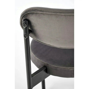 Scaun tapitat K509, stofă catifelata/otel, gri/negru, 42×48×80 cm