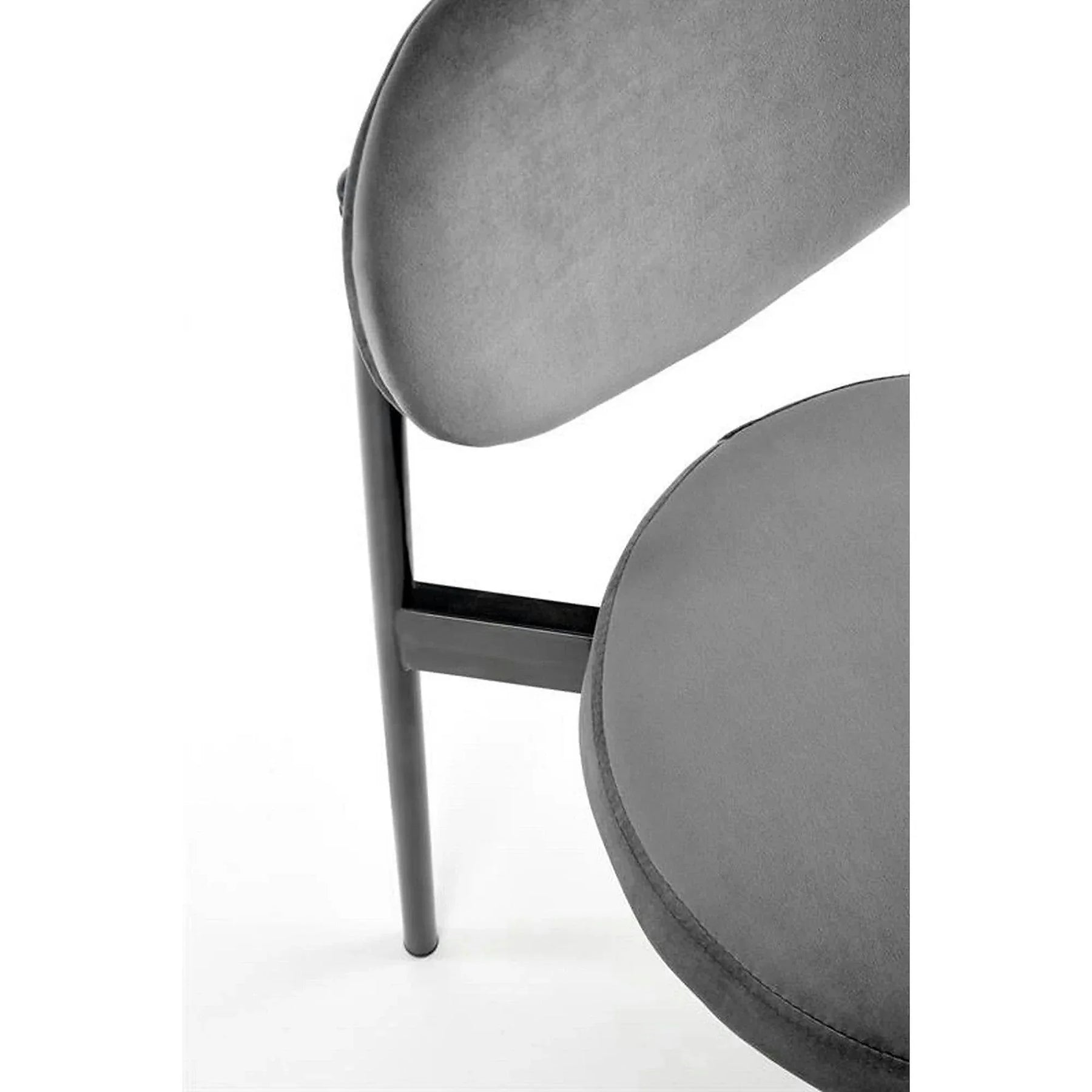 Scaun tapitat K509, stofă catifelata/otel, gri/negru, 42×48×80 cm