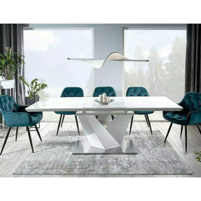 Scaun tapitat modern CHERRY, stofă catifelata/metal, turcoaz/negru, 57×58×87 cm