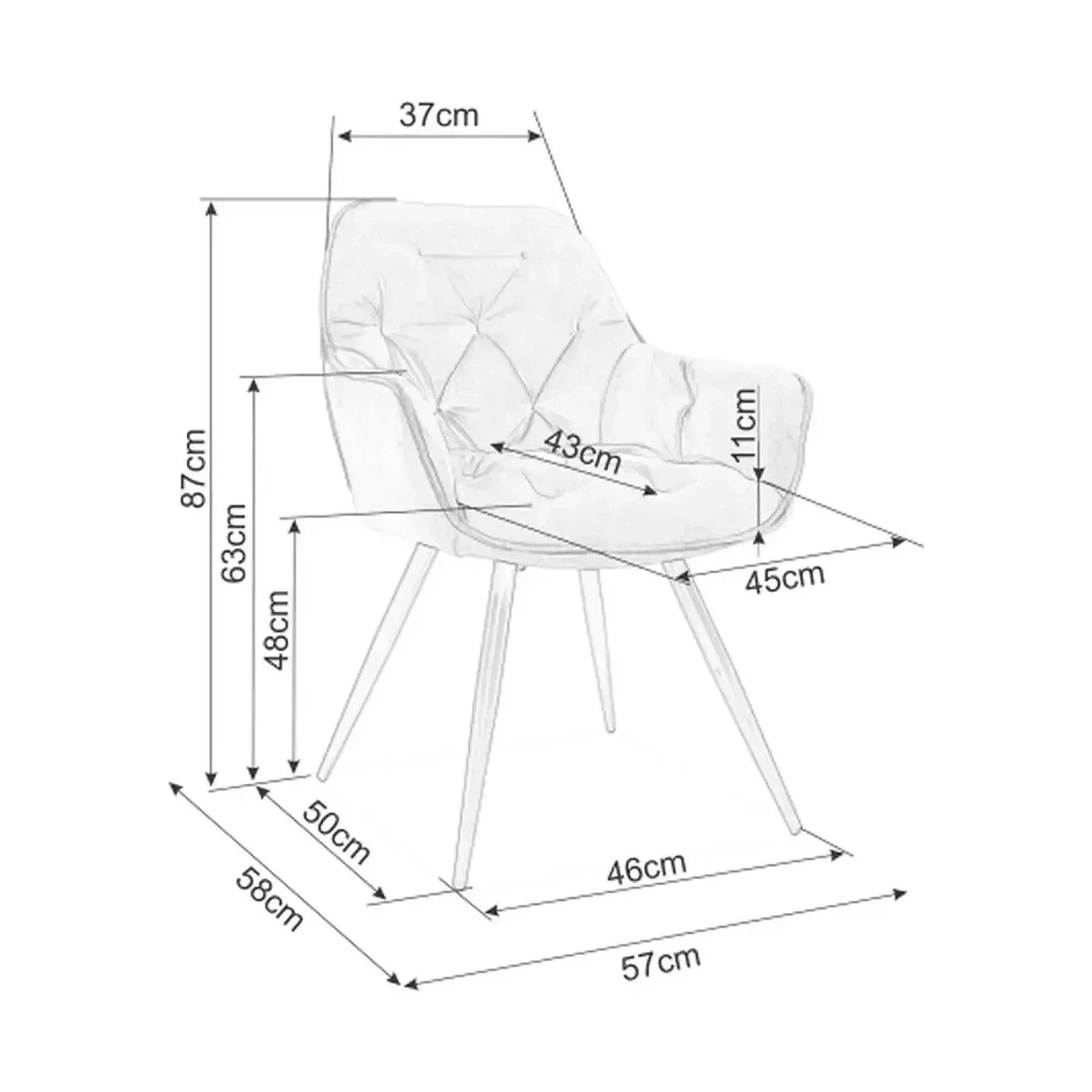 Scaun tapitat modern CHERRY, stofă catifelata/metal, turcoaz/negru, 57×58×87 cm