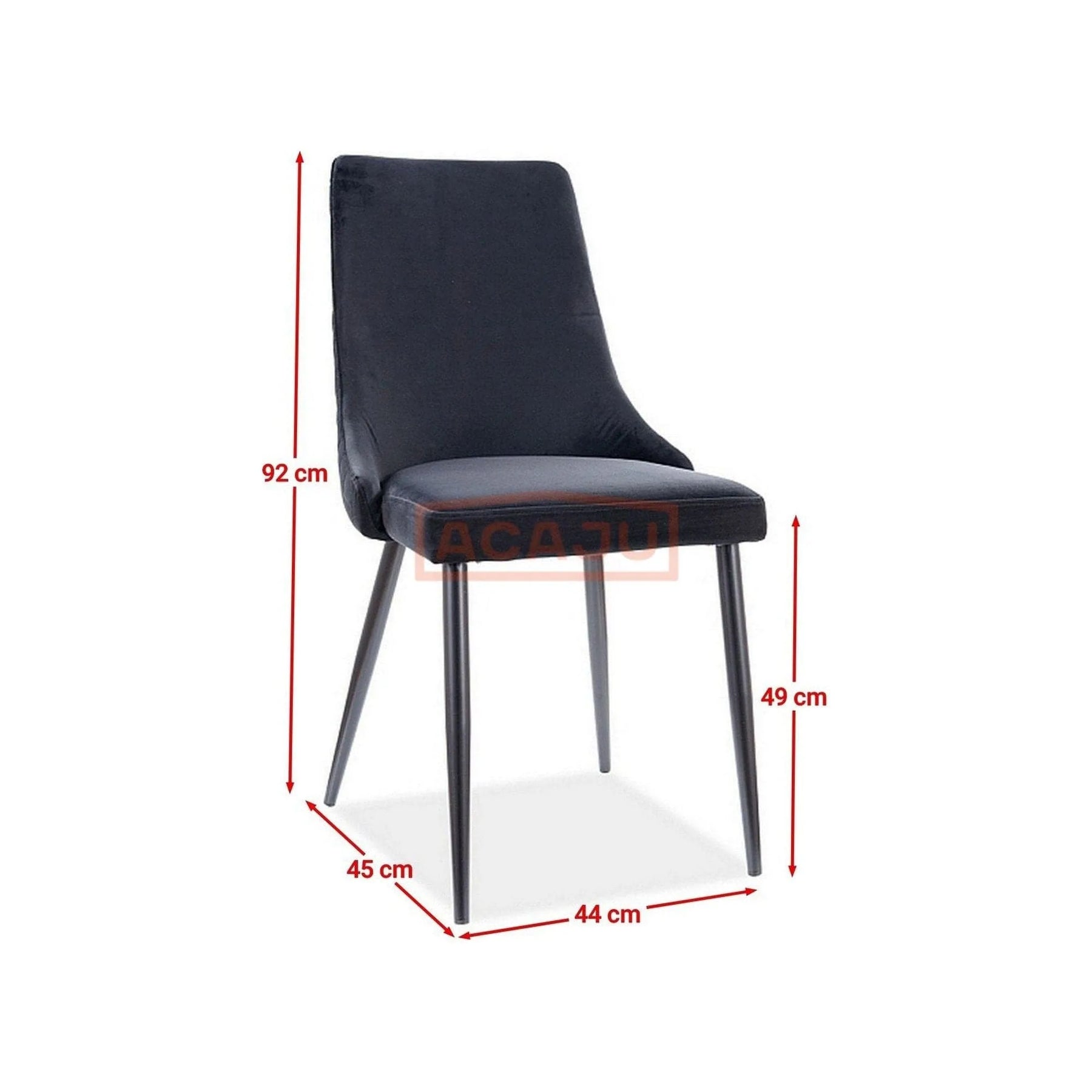 Scaun tapitat PIANO B, negru, 44x45x92