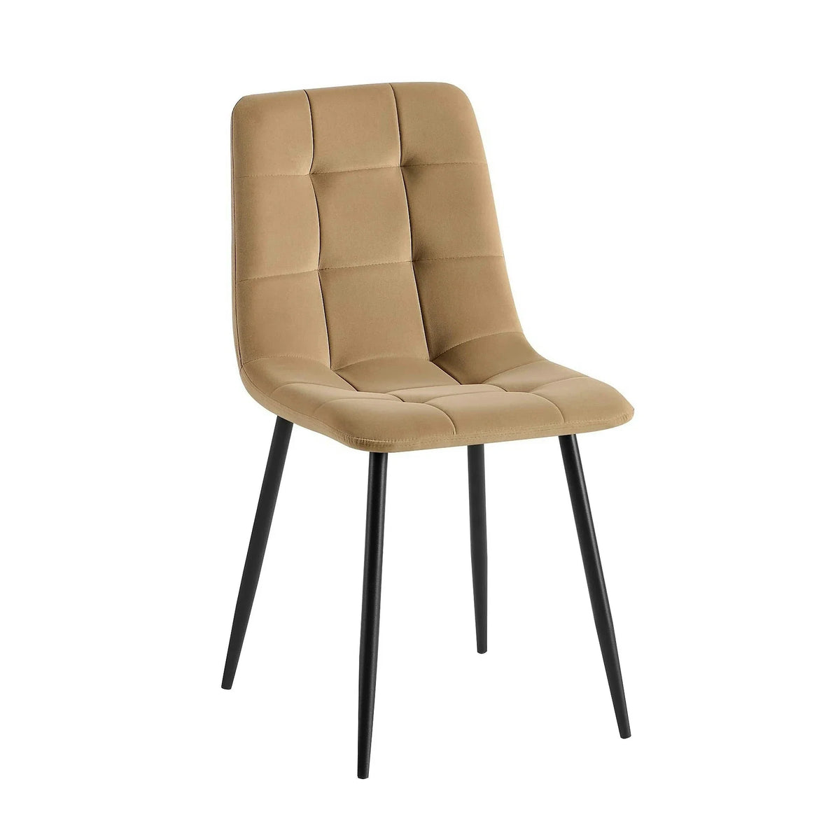 Scaun TED NEW, bej inchis/negru, stofa catifelata/metal, 46x54x88 cm