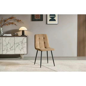 Scaun TED NEW, stofă catifelata/metal, bej închis/negru, 46×54×88 cm