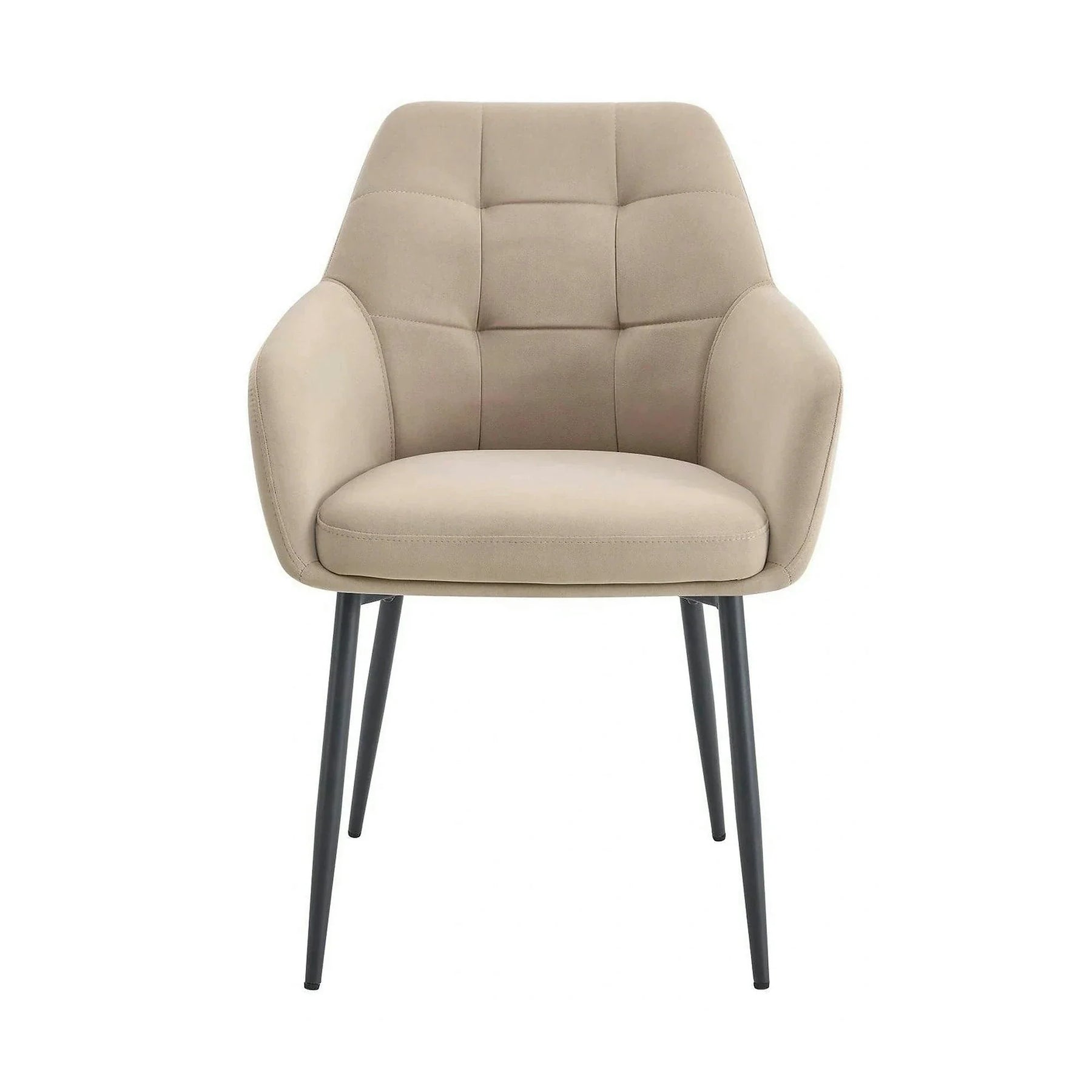 Scaun UGO NEW, stofă catifelata/metal, bej/negru, 58×61.5×85 cm