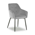 Scaun UGO NEW, stofă catifelata/metal, gri deschis/negru, 58×61.5×85 cm