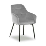 Scaun UGO NEW, stofă catifelata/metal, gri deschis/negru, 58×61.5×85 cm