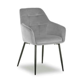 Scaun UGO NEW, gri deschis/negru, stofa catifelata/metal, 58x62x85 cm
