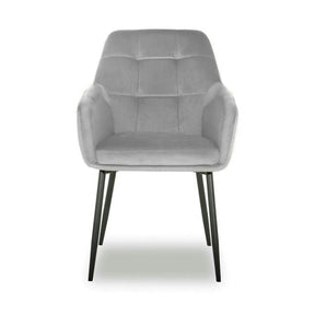 Scaun UGO NEW, stofă catifelata/metal, gri deschis/negru, 58×61.5×85 cm