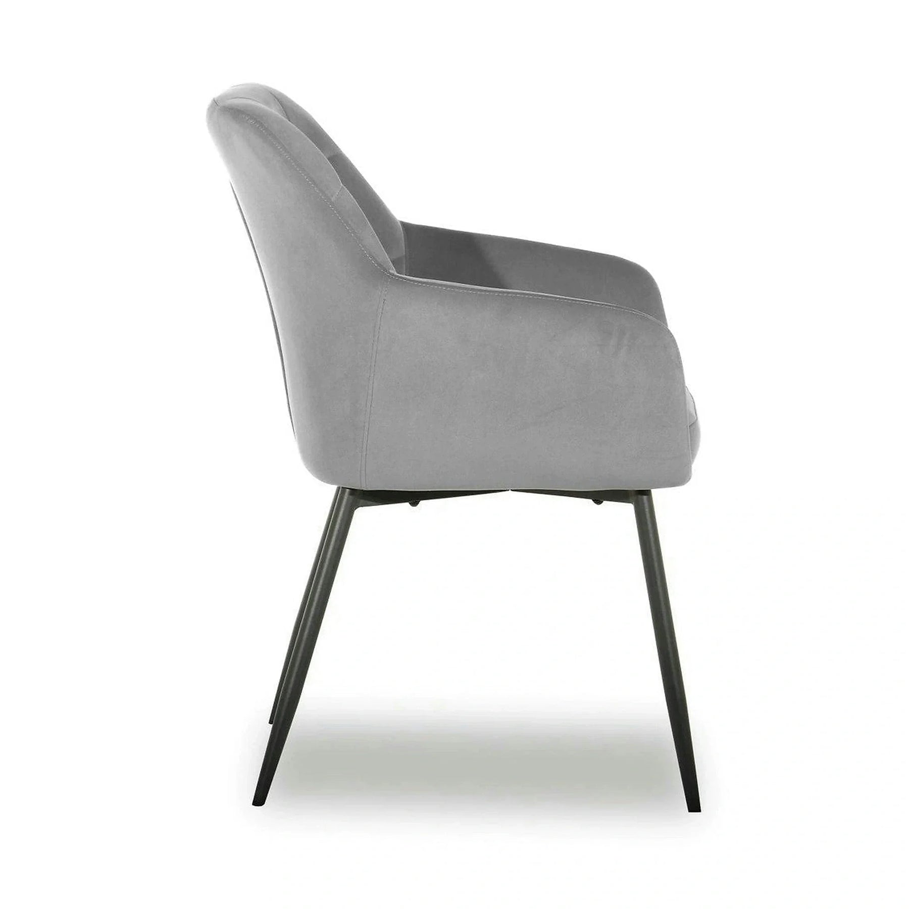 Scaun UGO NEW, stofă catifelata/metal, gri deschis/negru, 58×61.5×85 cm