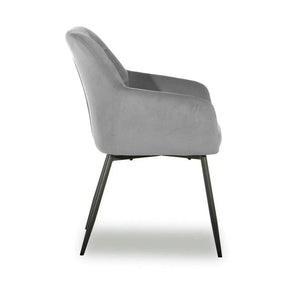 Scaun UGO NEW, stofă catifelata/metal, gri deschis/negru, 58×61.5×85 cm