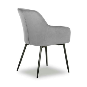 Scaun UGO NEW, stofă catifelata/metal, gri deschis/negru, 58×61.5×85 cm