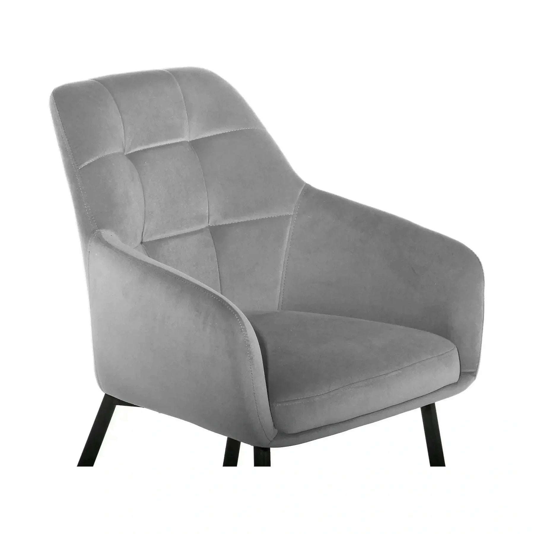 Scaun UGO NEW, stofă catifelata/metal, gri deschis/negru, 58×61.5×85 cm