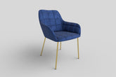 Scaun living K306, albastru marin/auriu, stofa catifelata/metal, 58x57x80 cm