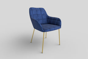 Scaun living K306, albastru marin/auriu, stofa catifelata/metal, 58x57x80 cm