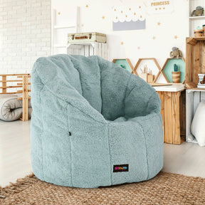Fotoliu puf ALMERO, verde menta, material textil/ EPS(bilute din polistiren), 75x75x75 cm