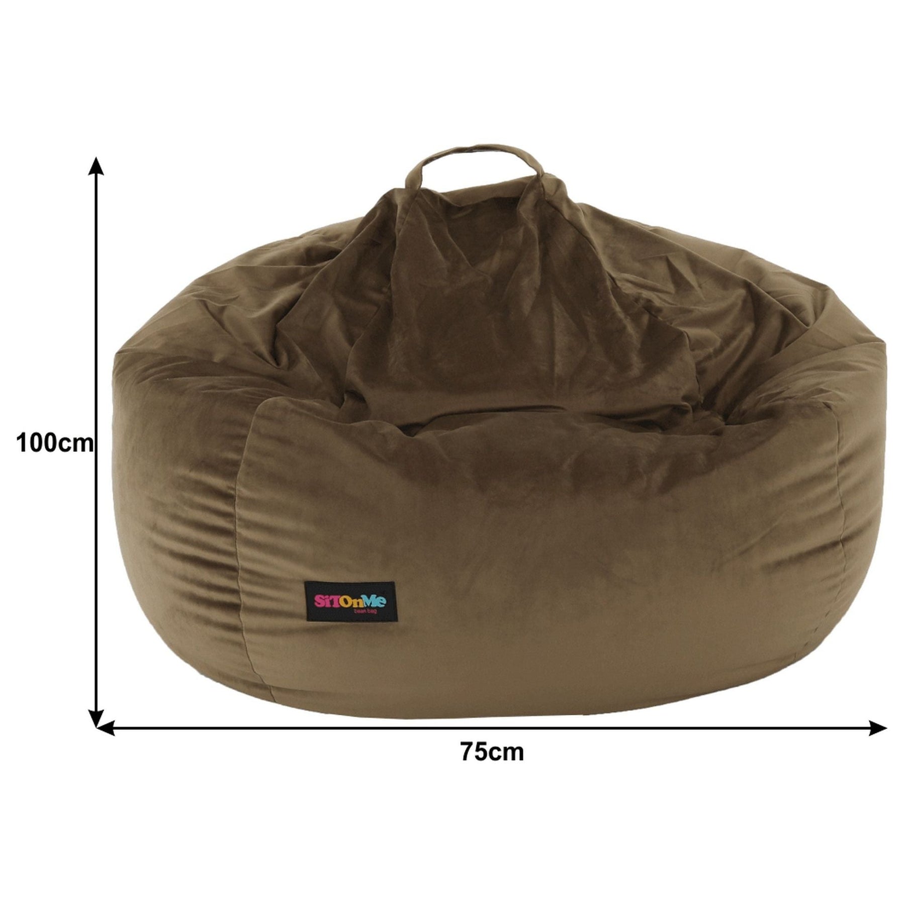 Fotoliu puf TRIKALO, material textil/biluțe din polistiren, gri-maro taupe, 75x100 cm