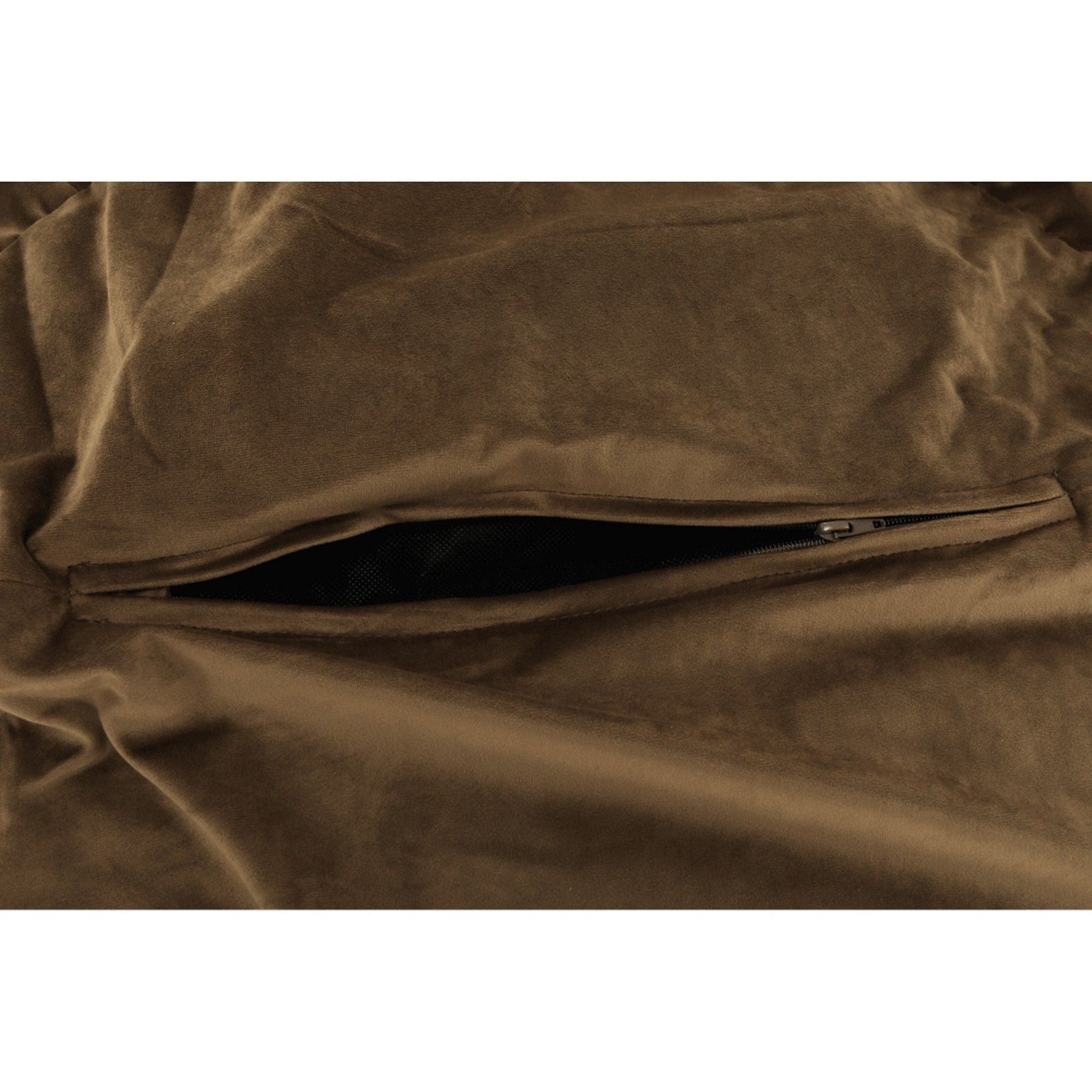 Fotoliu puf TRIKALO, material textil/biluțe din polistiren, gri-maro taupe, 75x100 cm