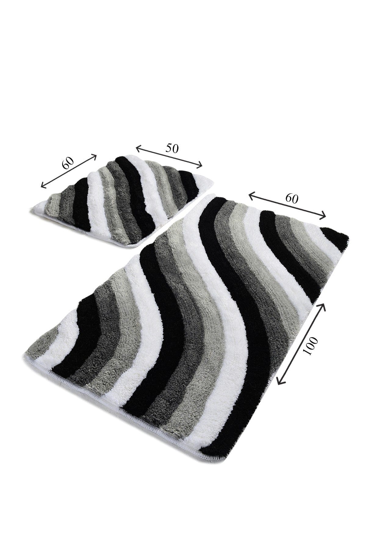 Set 2 covorase baie AMSTERDAM OCN-33895, negru/gri/alb