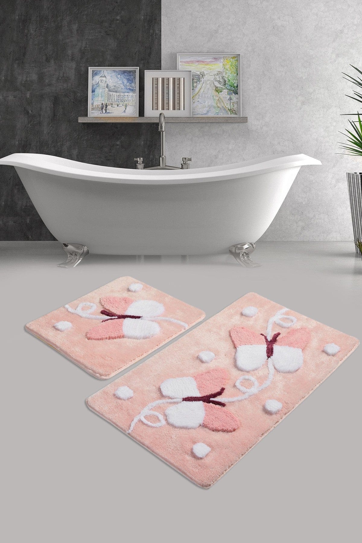 Set 2 covorase baie AMSTERDAM OCN-33898, roz/alb