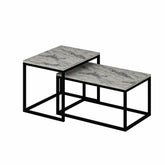 Set 2 masute cafea AMSTERDAM OCN-31677, alb/negru